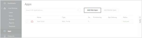 The Add Web Apps button.